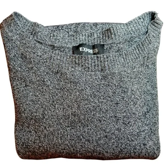 EXPRESS Black/Gray Slim Fit Crew Neck Sweater - Like New - Picture 9 of 10